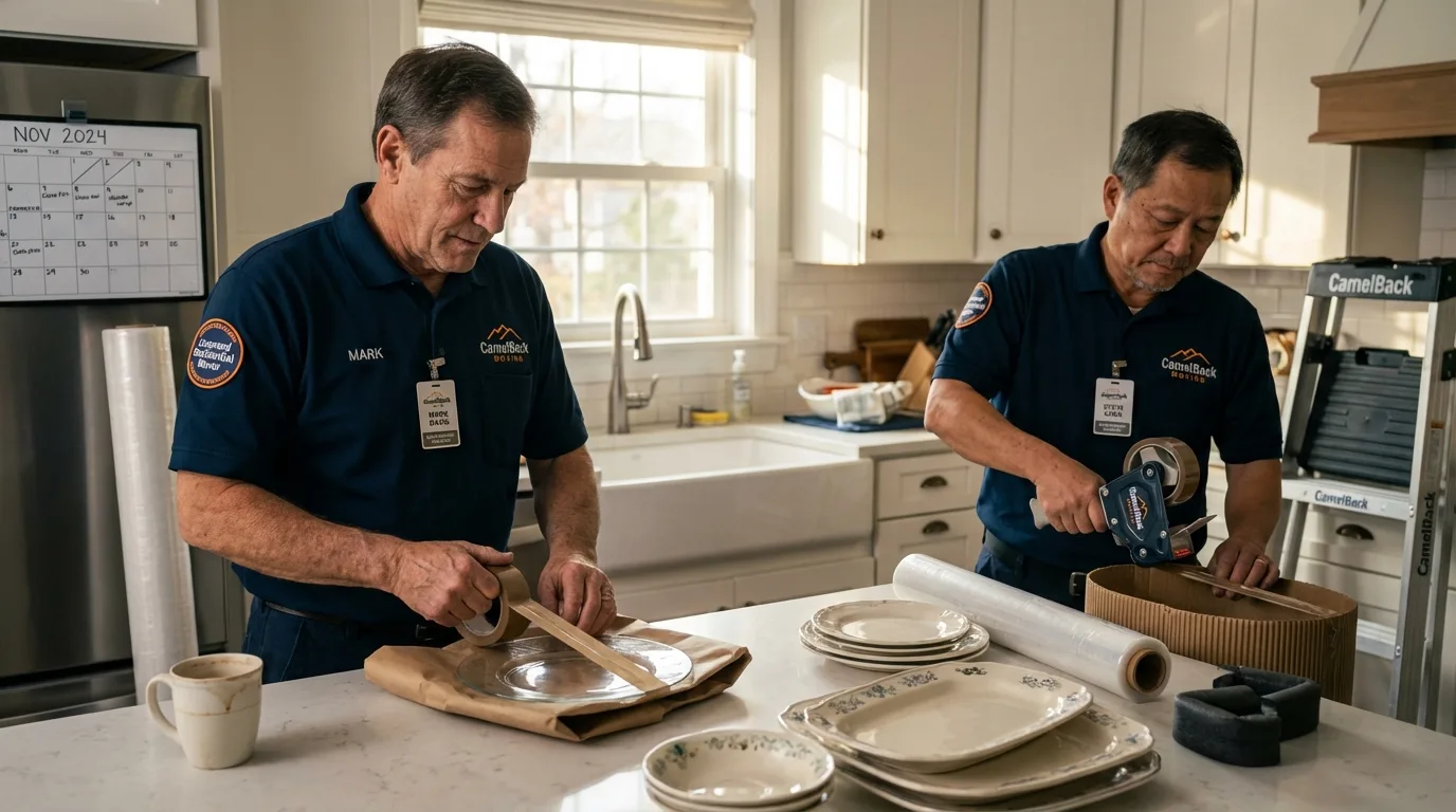 Professional crew packing kitchen dishware in Boiling Springs, NC